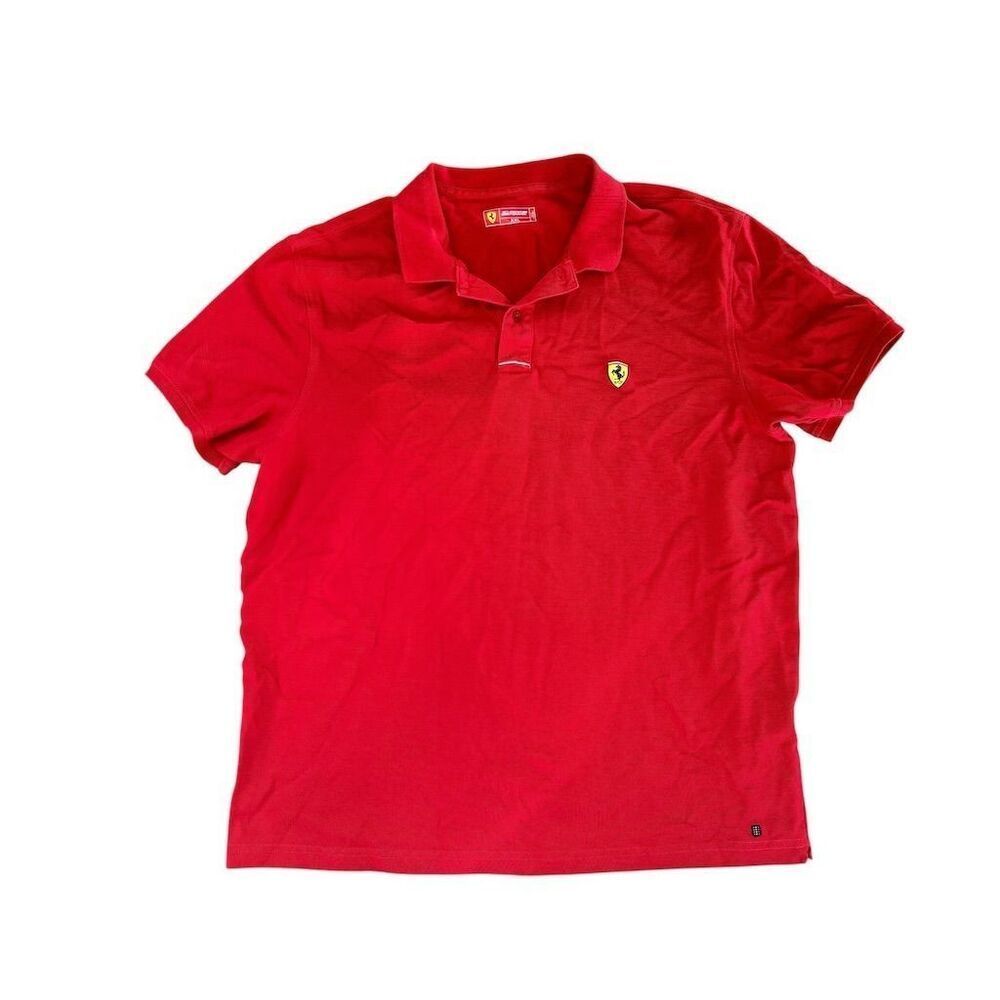 Ferrari women’s  2XL Red Polo‎ Shirt Short Sleeve Embroidered Logo Casual